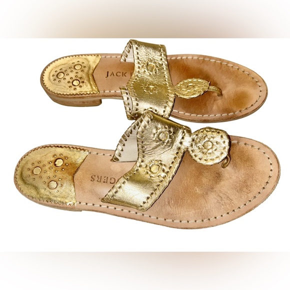 Jack Rogers Gold Leather Sandals Women’s Size 8.5 - Picture 2 of 8